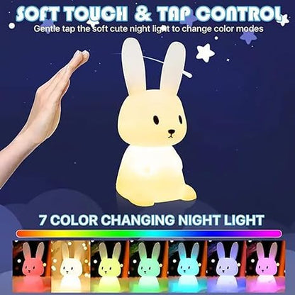 Quace Silicone Lovely Rabbit Blue Ears Touch Night Light