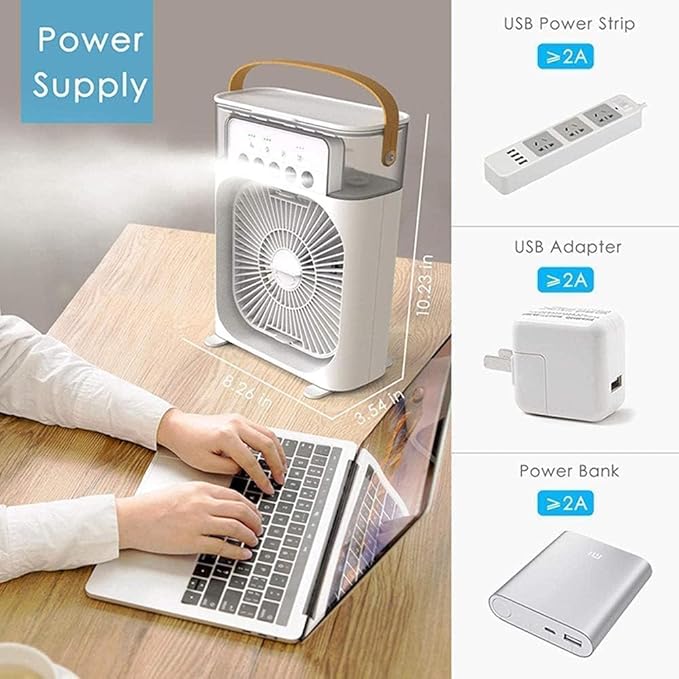 Portable Air Conditioners - Small AC Quiet Personal Air Cooler,USB Powered Mini Desktop Cooling Misting Fan, 3 Smart