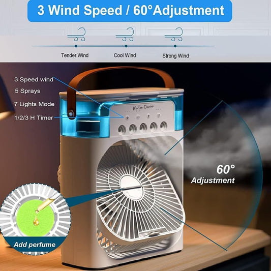 Portable Air Conditioners - Small AC Quiet Personal Air Cooler,USB Powered Mini Desktop Cooling Misting Fan, 3 Smart